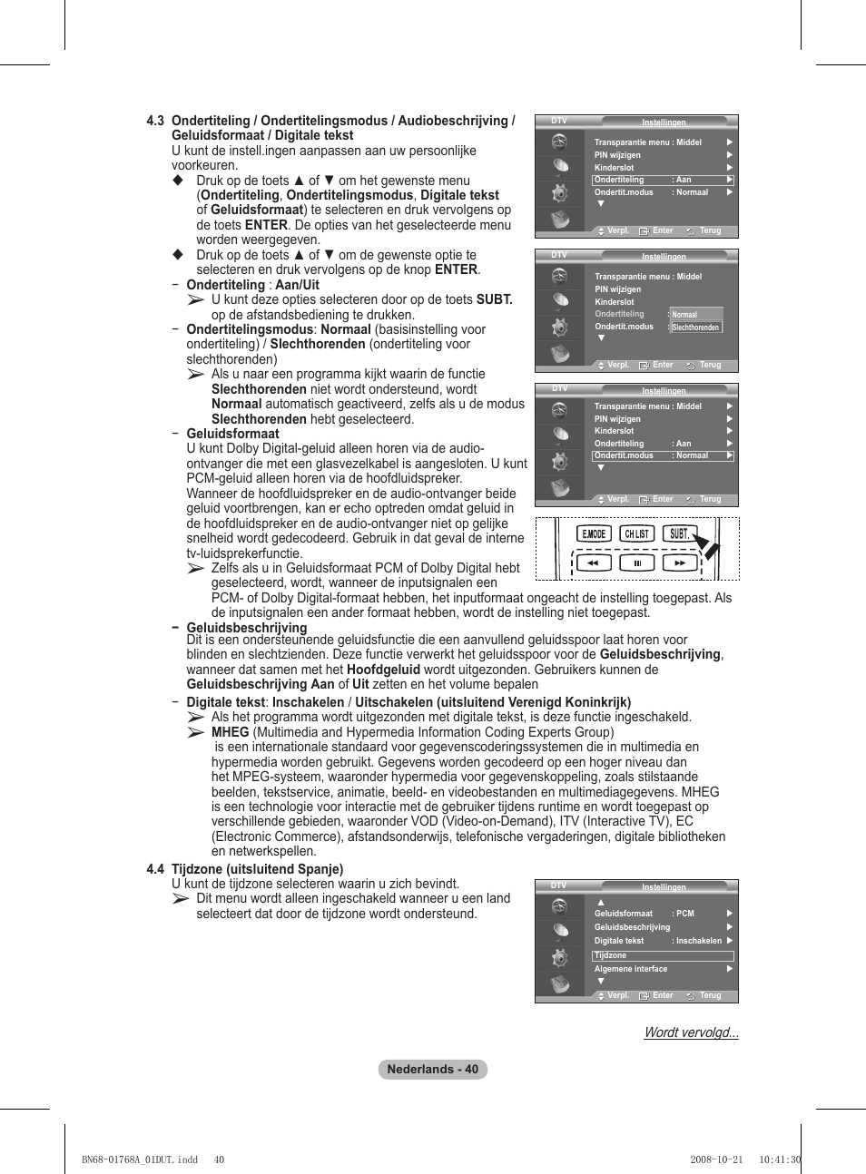 Wordt vervolgd | Samsung PS58A656T1F User Manual | Page 230 / 567