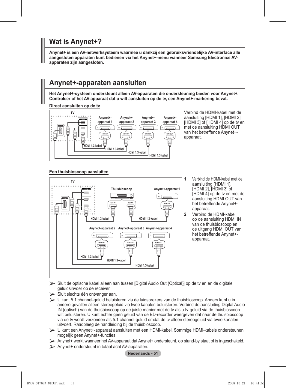 Anynet+-apparaten aansluiten, Wat is anynet | Samsung PS58A656T1F User Manual | Page 241 / 567