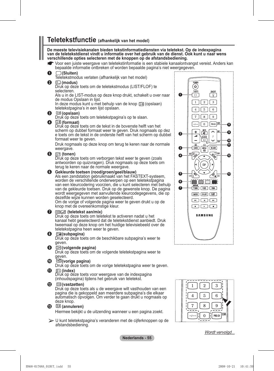 Teletekstfunctie | Samsung PS58A656T1F User Manual | Page 245 / 567
