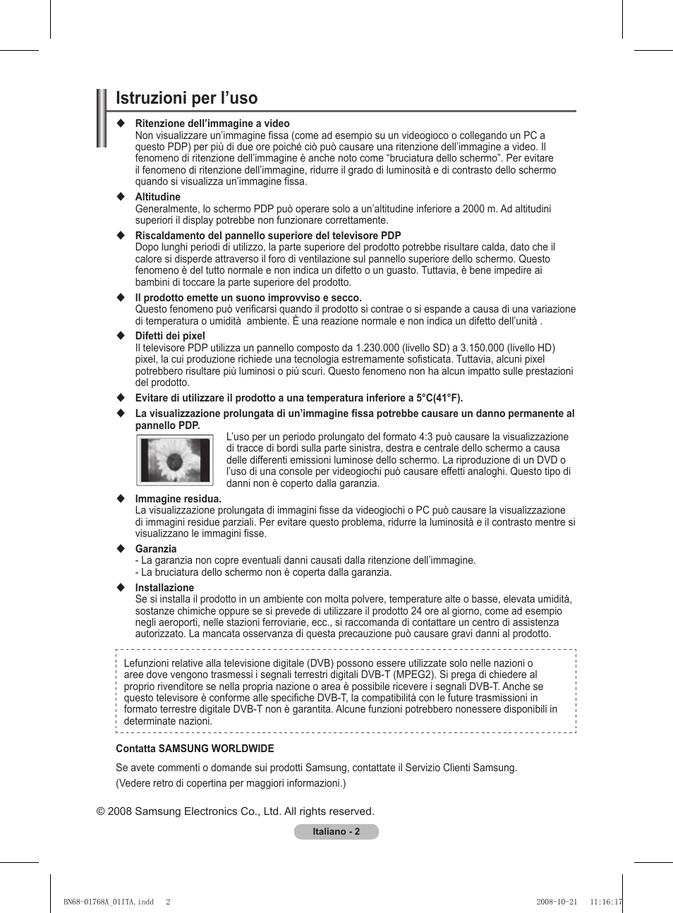 Istruzioni per l’uso | Samsung PS58A656T1F User Manual | Page 254 / 567