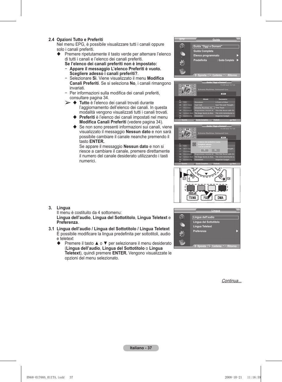 Continua | Samsung PS58A656T1F User Manual | Page 289 / 567