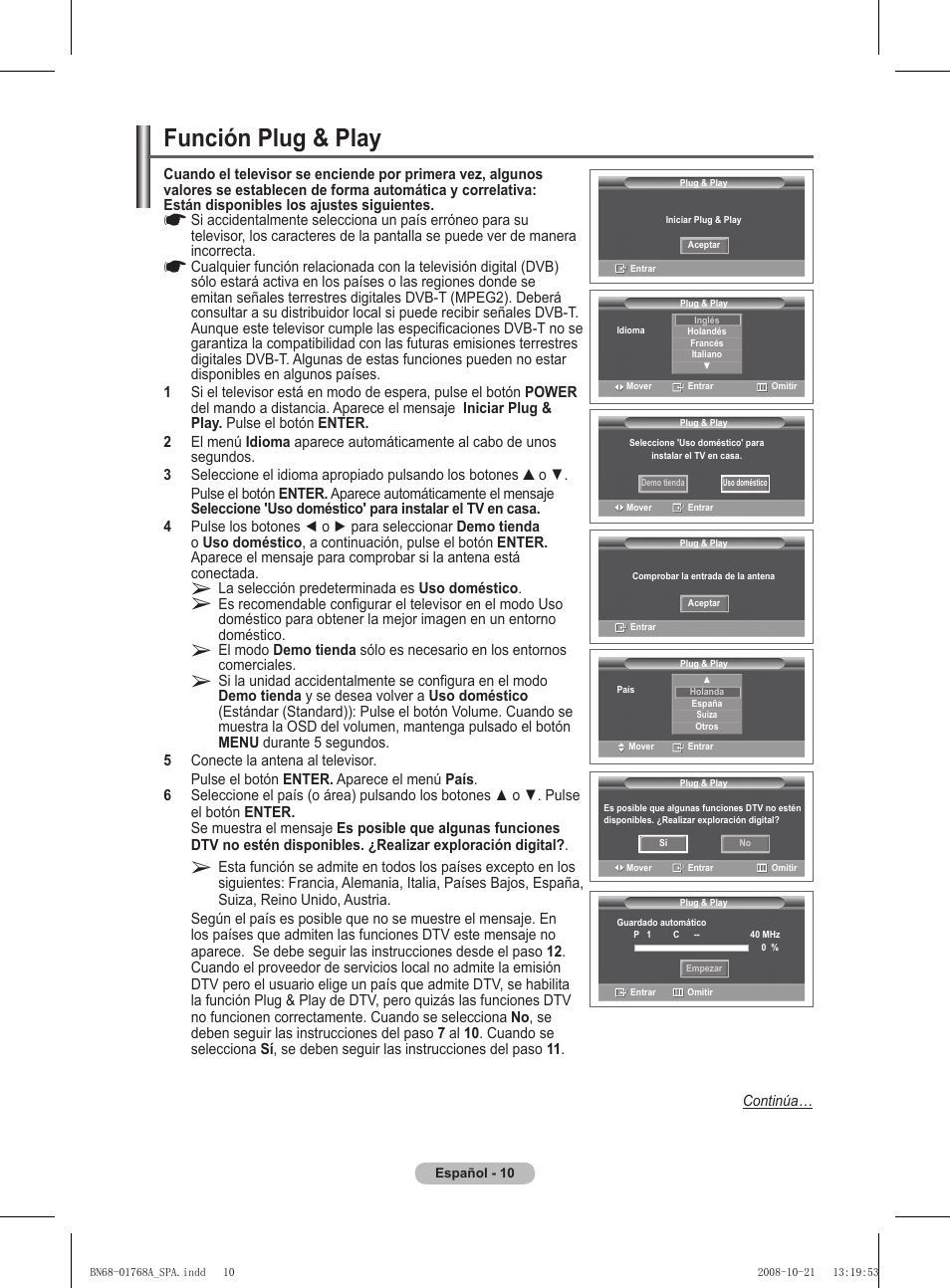 Función plug & play | Samsung PS58A656T1F User Manual | Page 325 / 567