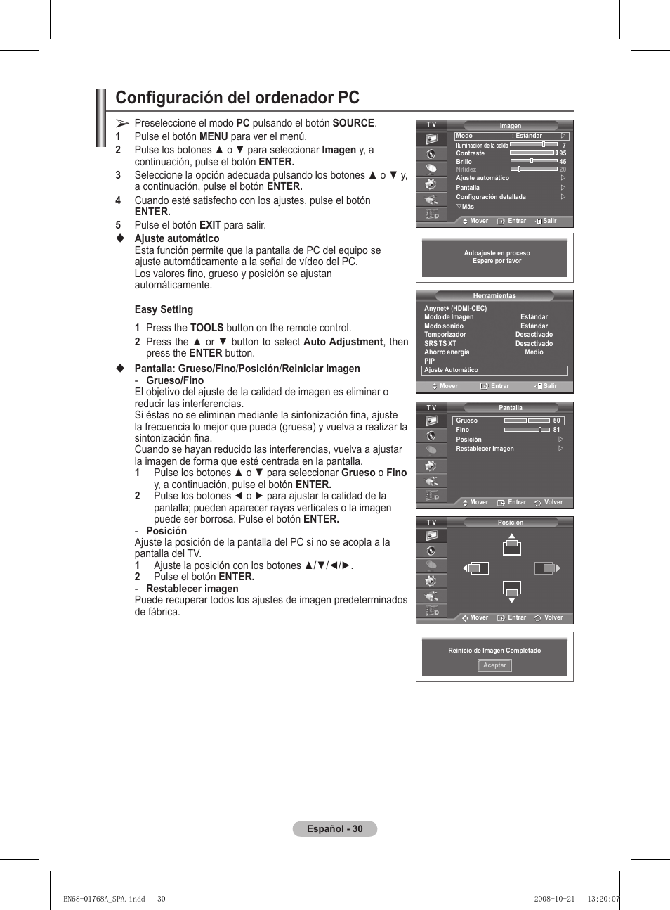 Configuración del ordenador pc | Samsung PS58A656T1F User Manual | Page 345 / 567