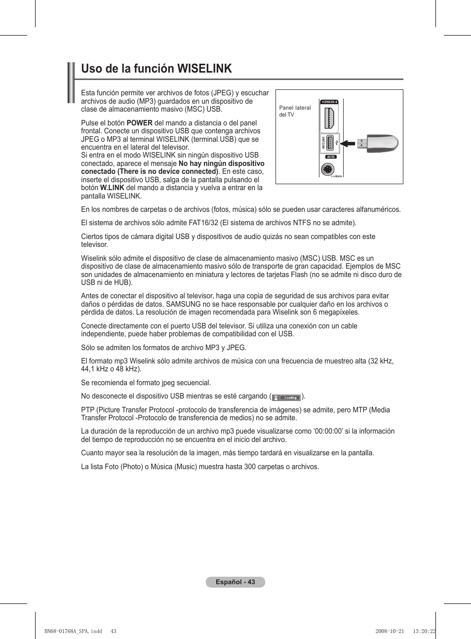 Uso de la función wiselink | Samsung PS58A656T1F User Manual | Page 358 / 567