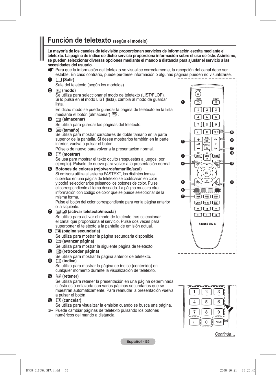 Función de teletexto | Samsung PS58A656T1F User Manual | Page 370 / 567