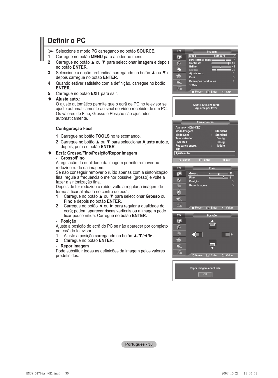 Definir o pc | Samsung PS58A656T1F User Manual | Page 407 / 567