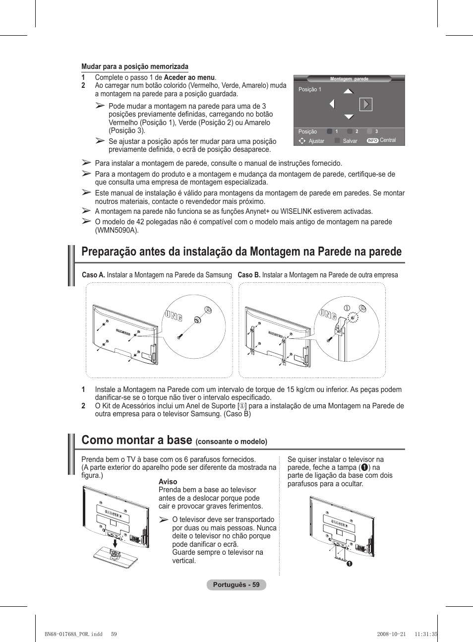 Como montar a base | Samsung PS58A656T1F User Manual | Page 436 / 567