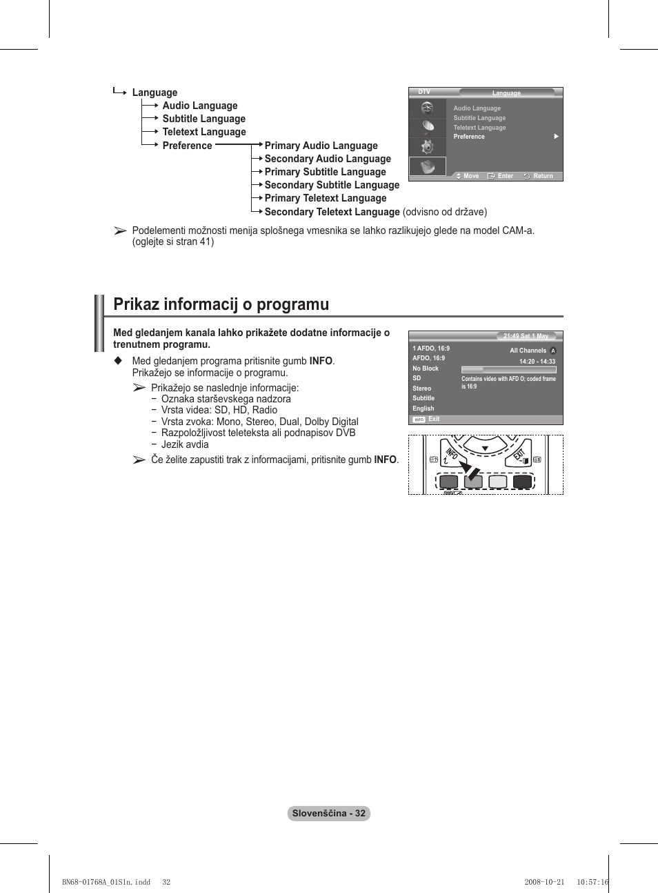 Prikaz informacij o programu | Samsung PS58A656T1F User Manual | Page 472 / 567