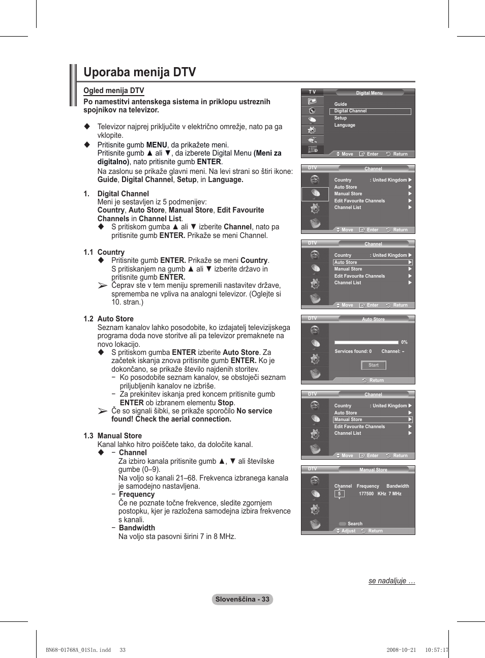 Uporaba menija dtv | Samsung PS58A656T1F User Manual | Page 473 / 567