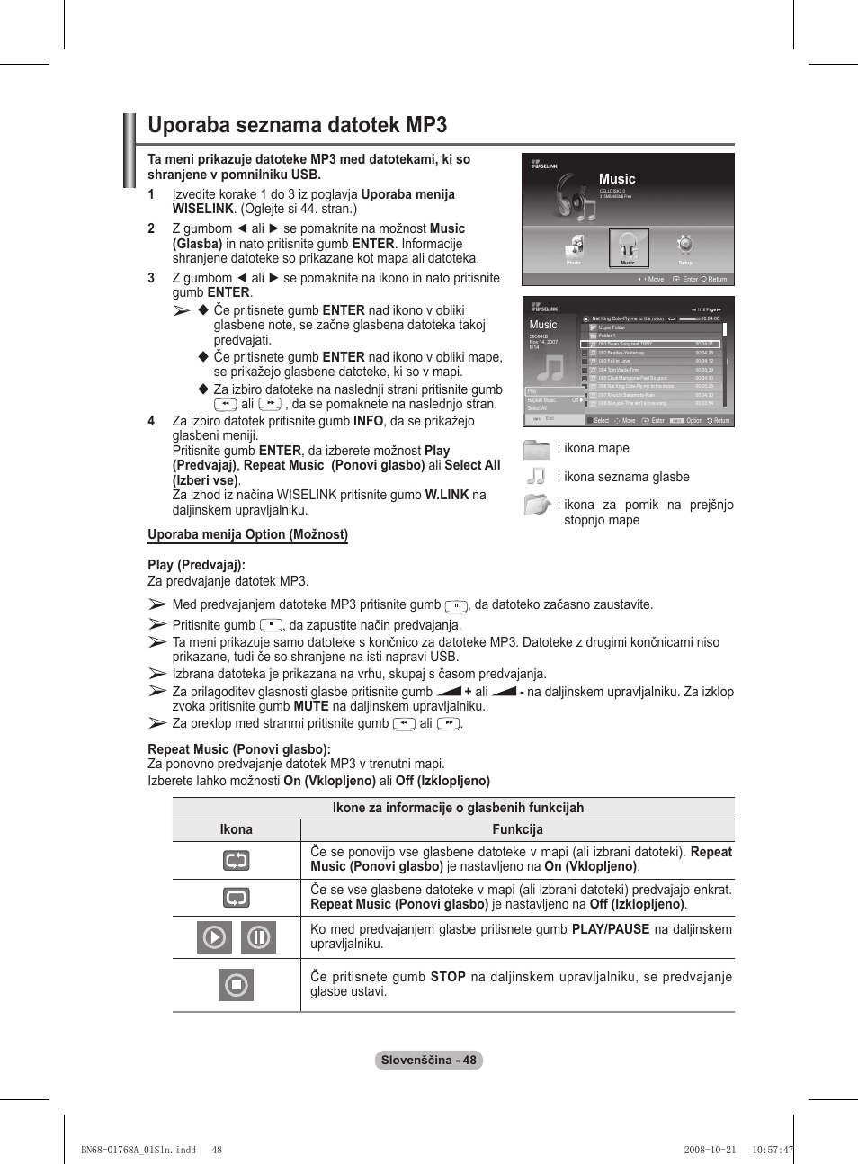 Uporaba seznama datotek mp | Samsung PS58A656T1F User Manual | Page 488 / 567