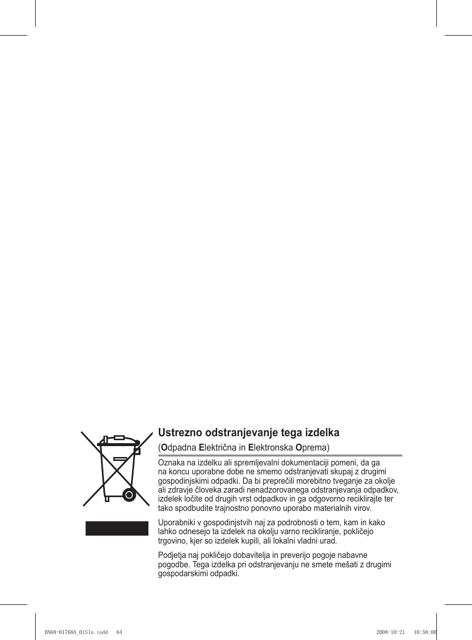 Ustrezno odstranjevanje tega izdelka | Samsung PS58A656T1F User Manual | Page 504 / 567