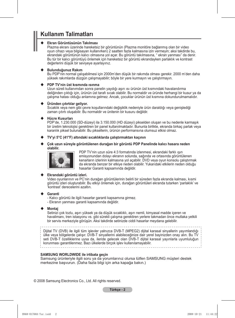 Kullanım talimatları | Samsung PS58A656T1F User Manual | Page 505 / 567