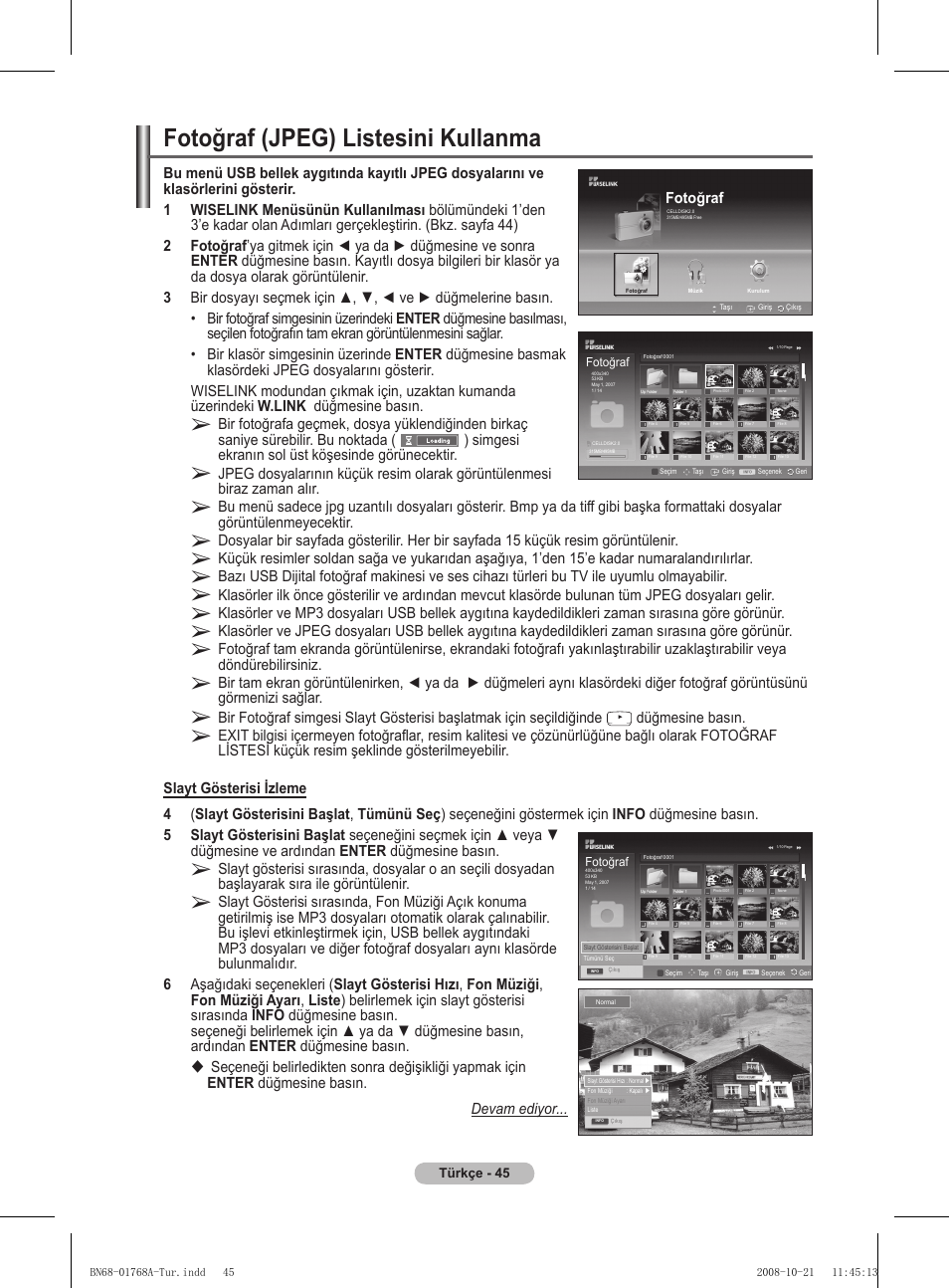 Fotoğraf (jpeg) listesini kullanma, Fotoğraf | Samsung PS58A656T1F User Manual | Page 548 / 567