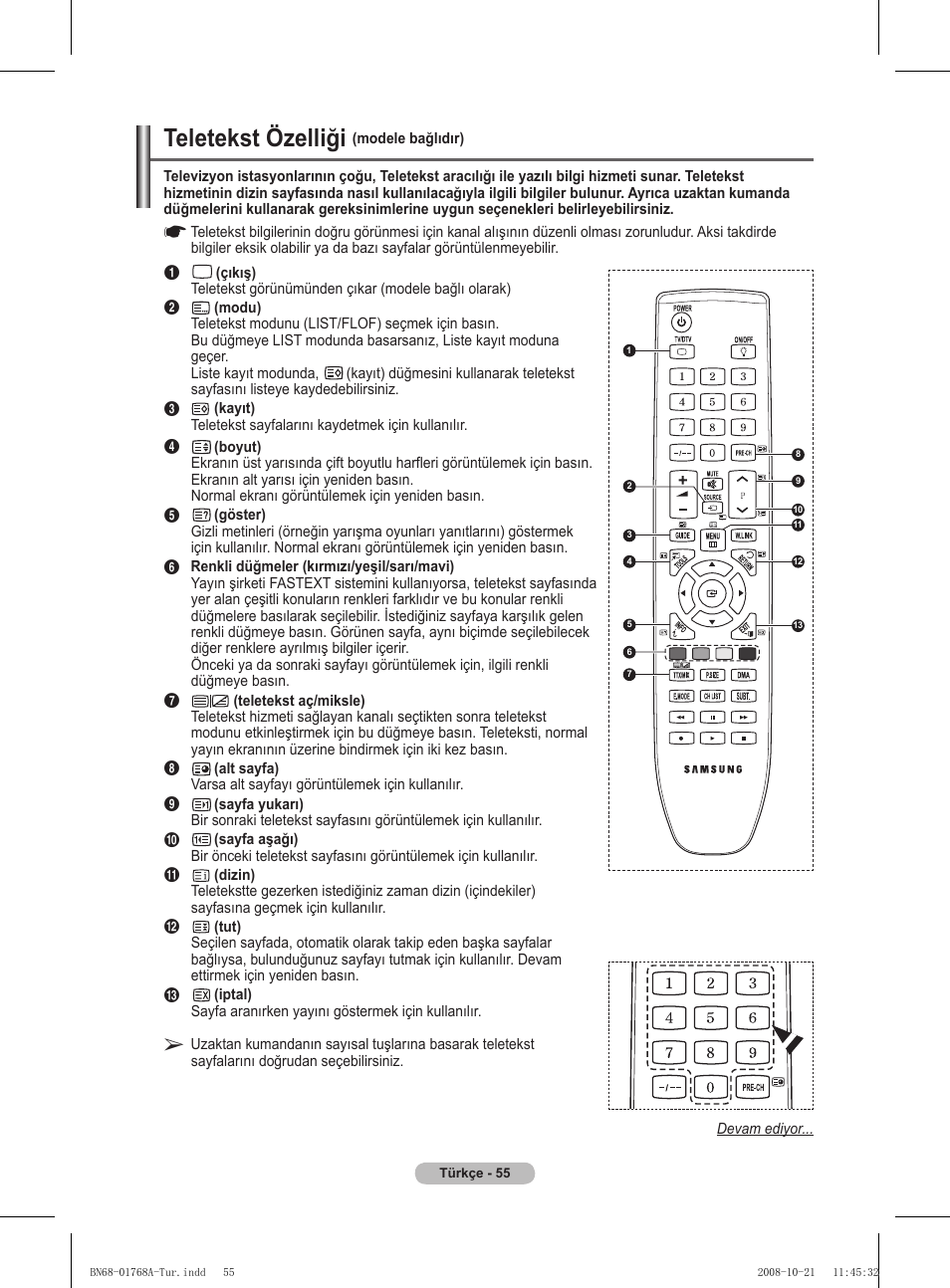 Teletekst özelliği | Samsung PS58A656T1F User Manual | Page 558 / 567