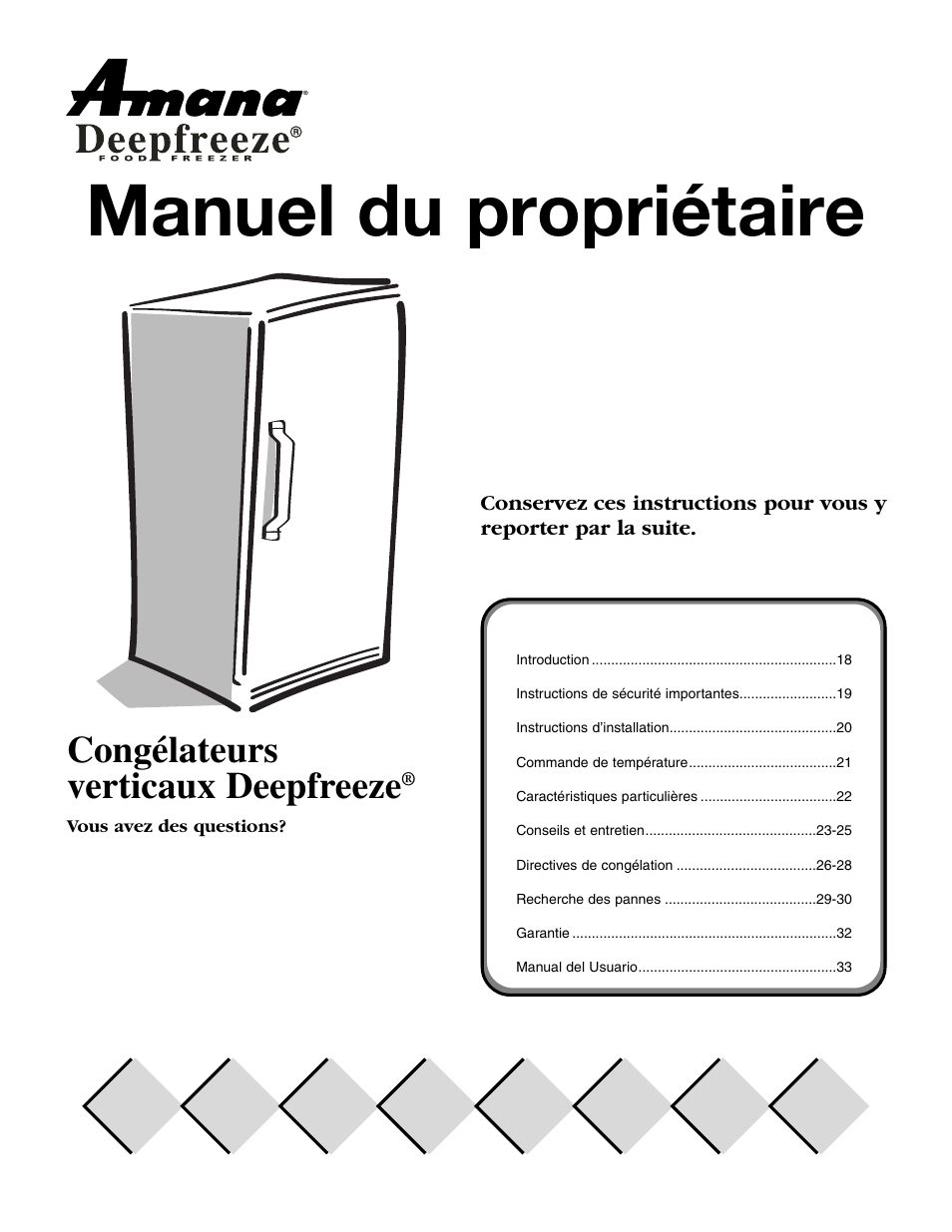 Manuel du propriétaire, Congélateurs verticaux deepfreeze | Amana 12631105 User Manual | Page 17 / 48