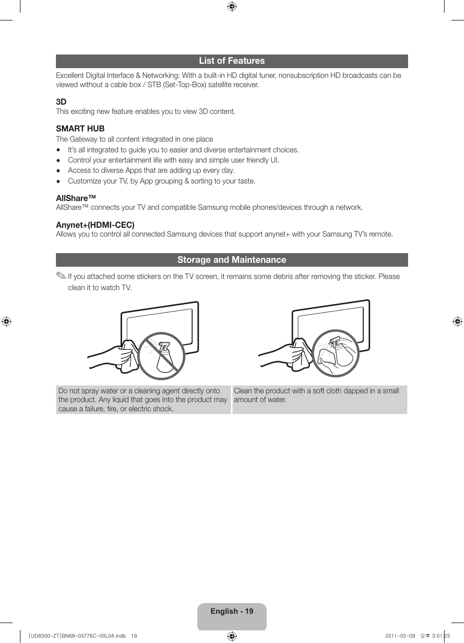 Samsung UE40D6510WQ User Manual | Page 19 / 84