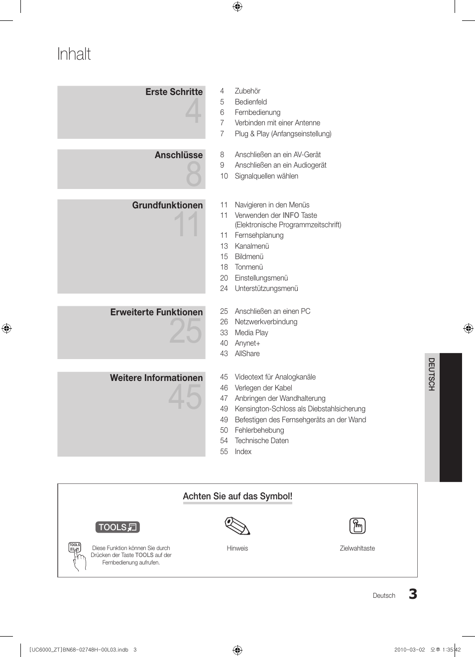 Inhalt | Samsung UE32C6000RP User Manual | Page 113 / 165