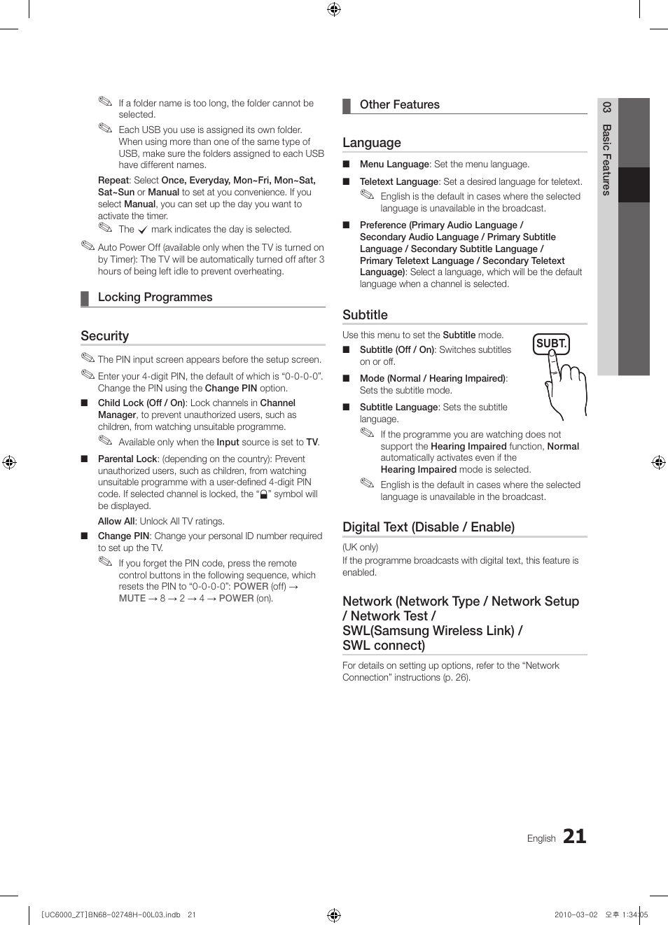 Samsung UE32C6000RP User Manual | Page 21 / 165