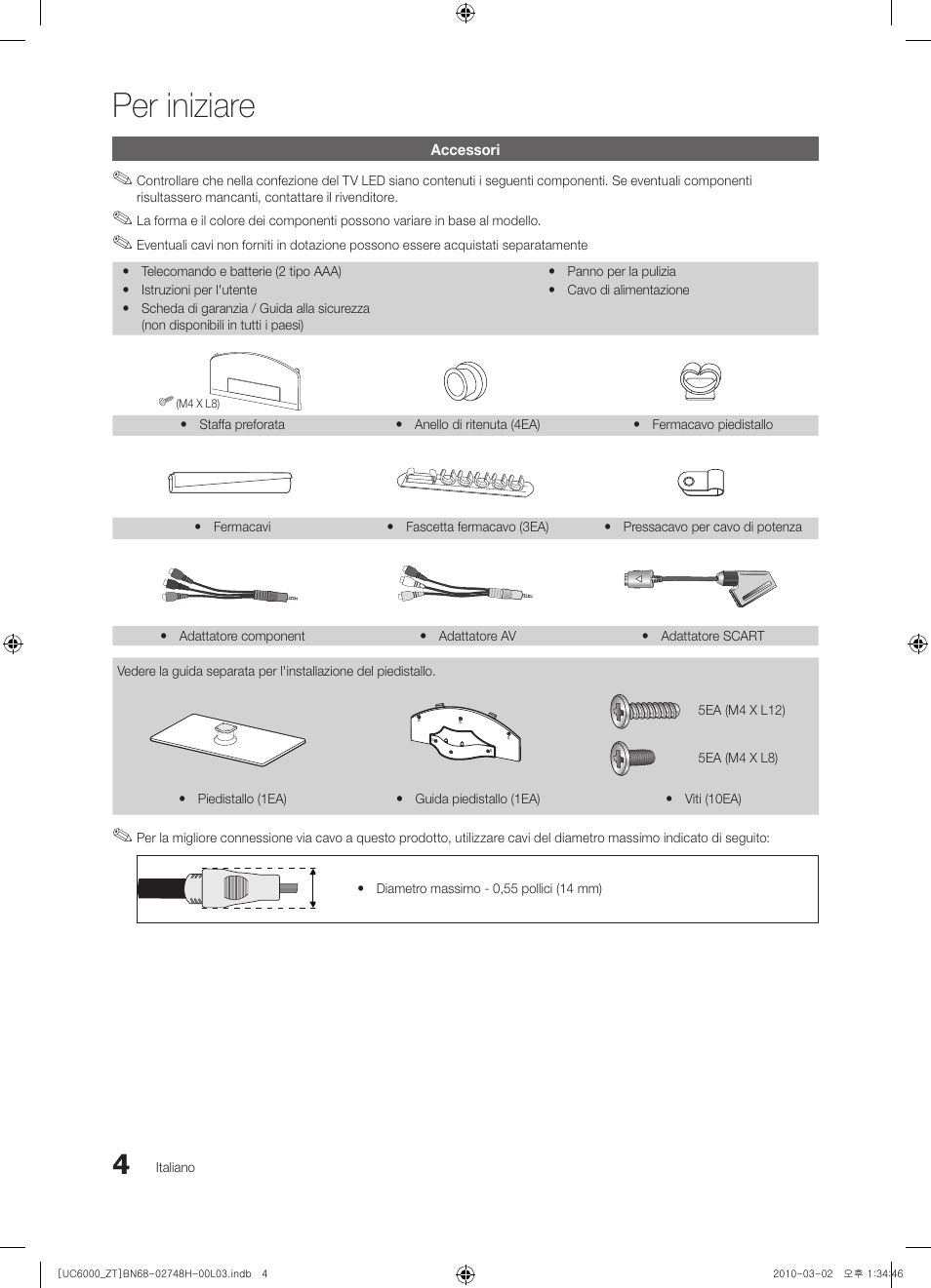 Per iniziare | Samsung UE32C6000RP User Manual | Page 58 / 165