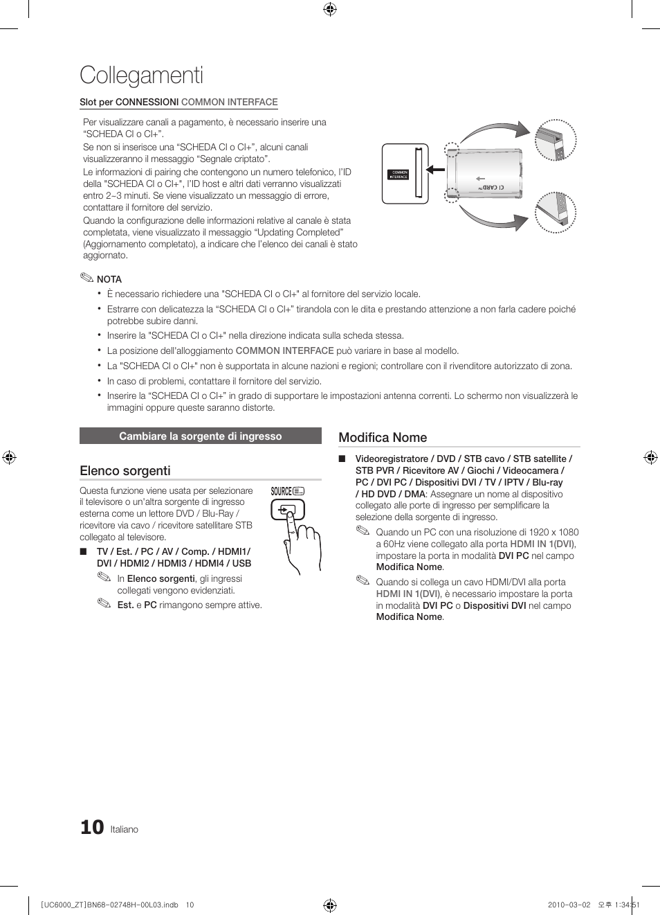 Collegamenti | Samsung UE32C6000RP User Manual | Page 64 / 165
