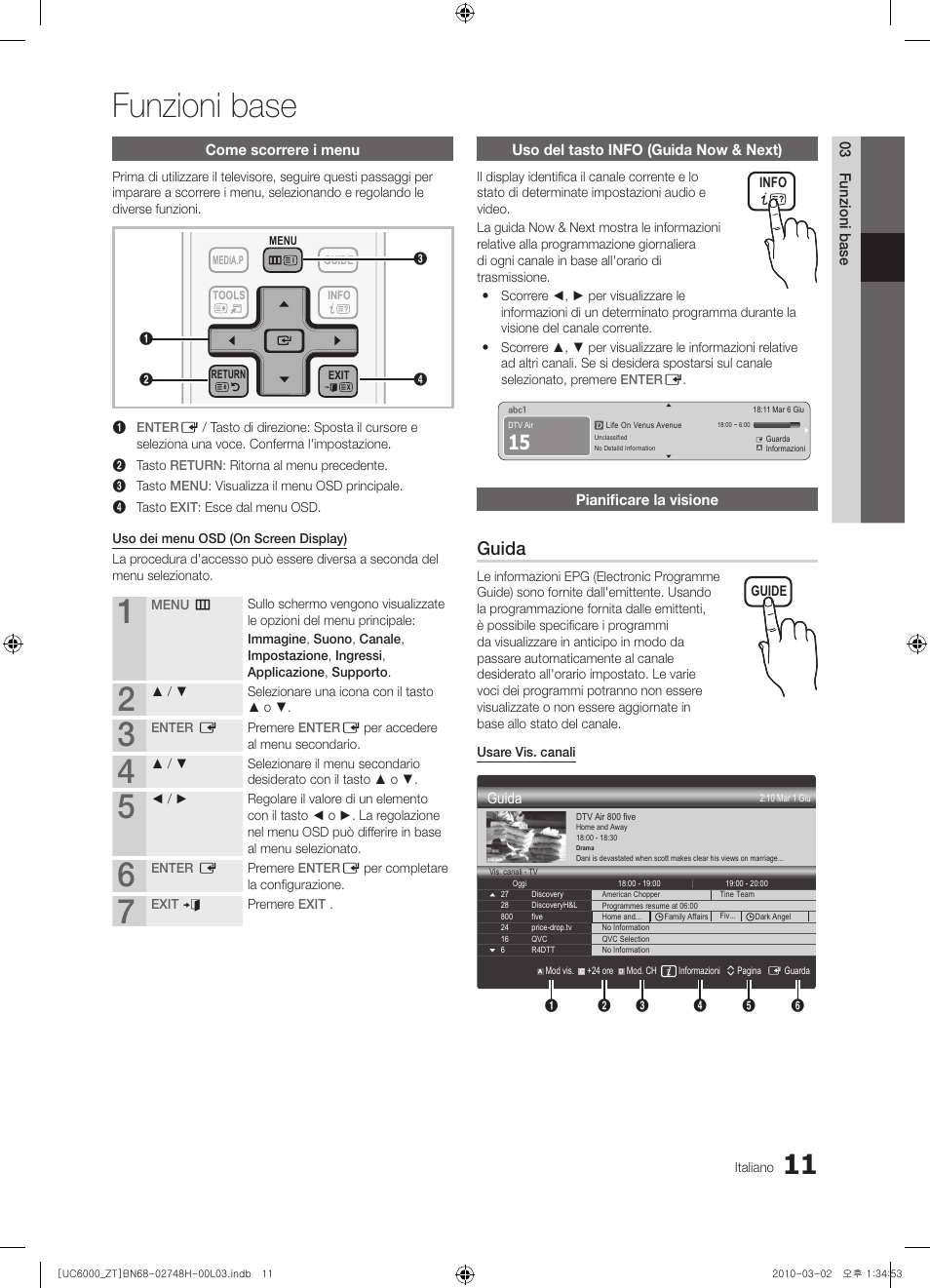 Funzioni base, Guida | Samsung UE32C6000RP User Manual | Page 65 / 165