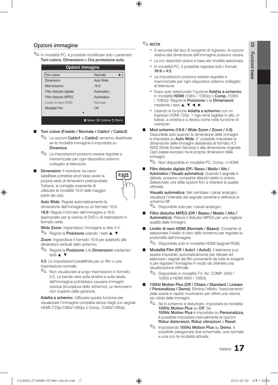 Opzioni immagine | Samsung UE32C6000RP User Manual | Page 71 / 165