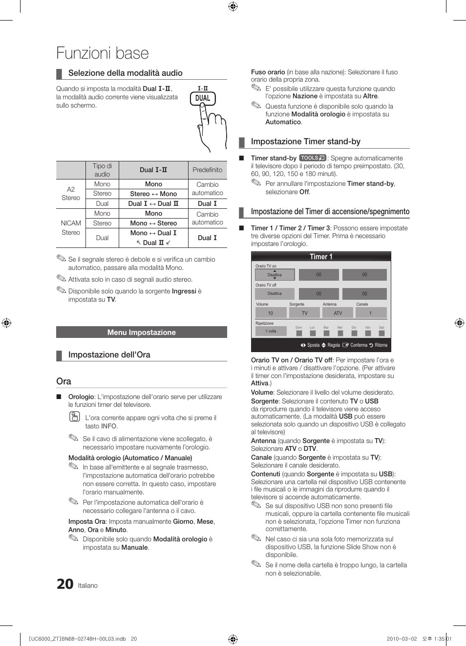 Funzioni base | Samsung UE32C6000RP User Manual | Page 74 / 165
