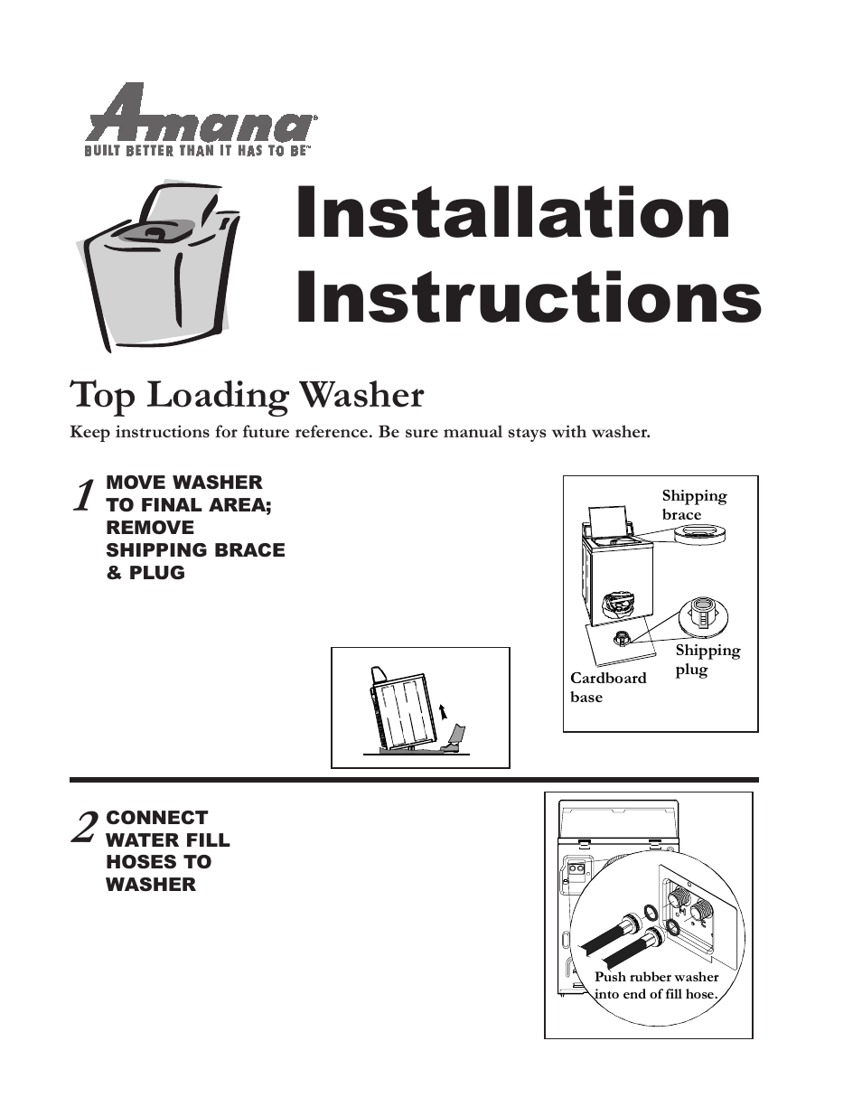 Installation instructions, Top loading washer | Amana RS3100007 User Manual | Page 31 / 66