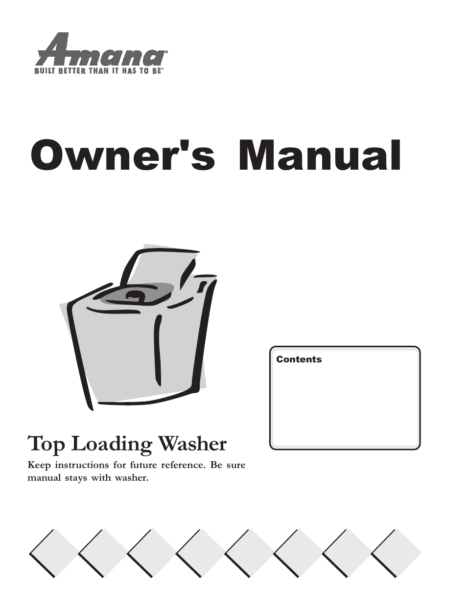 Owner's manual, Top loading washer | Amana RS3100007 User Manual | Page 38 / 66