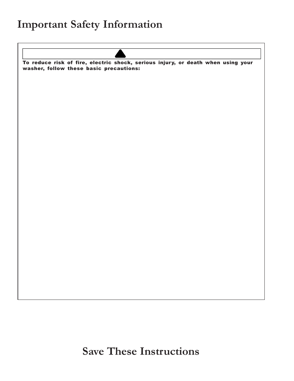 Important safety information, Save these instructions, Warning | Amana RS3100007 User Manual | Page 40 / 66