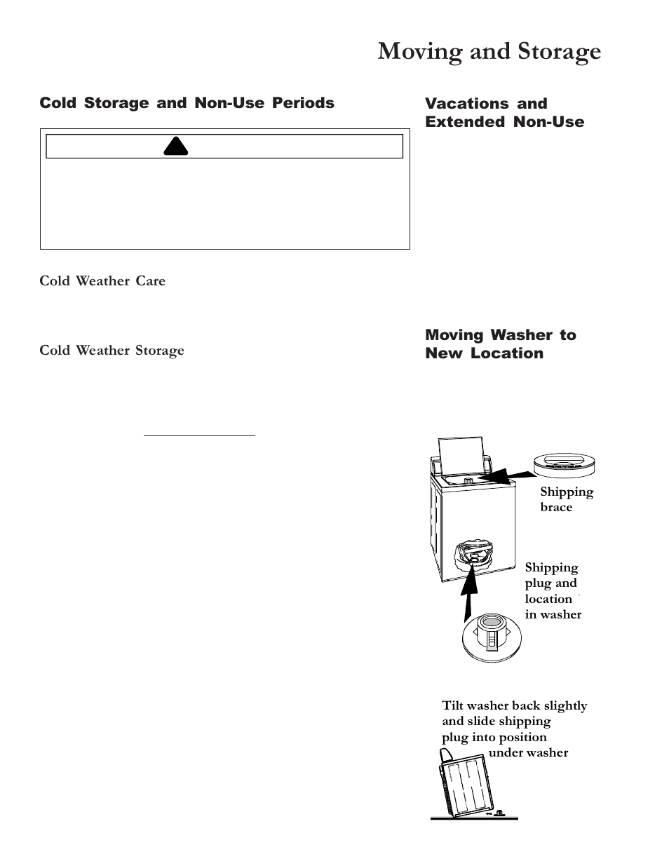 Moving and storage, Warning | Amana RS3100007 User Manual | Page 46 / 66