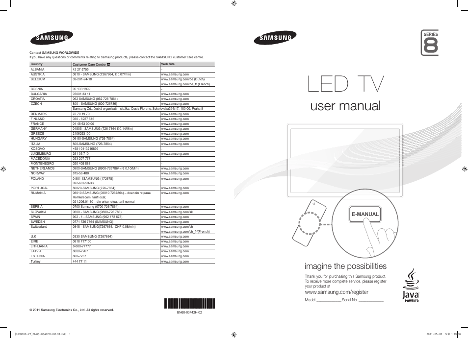 Samsung UE46D8000YQ User Manual | 64 pages