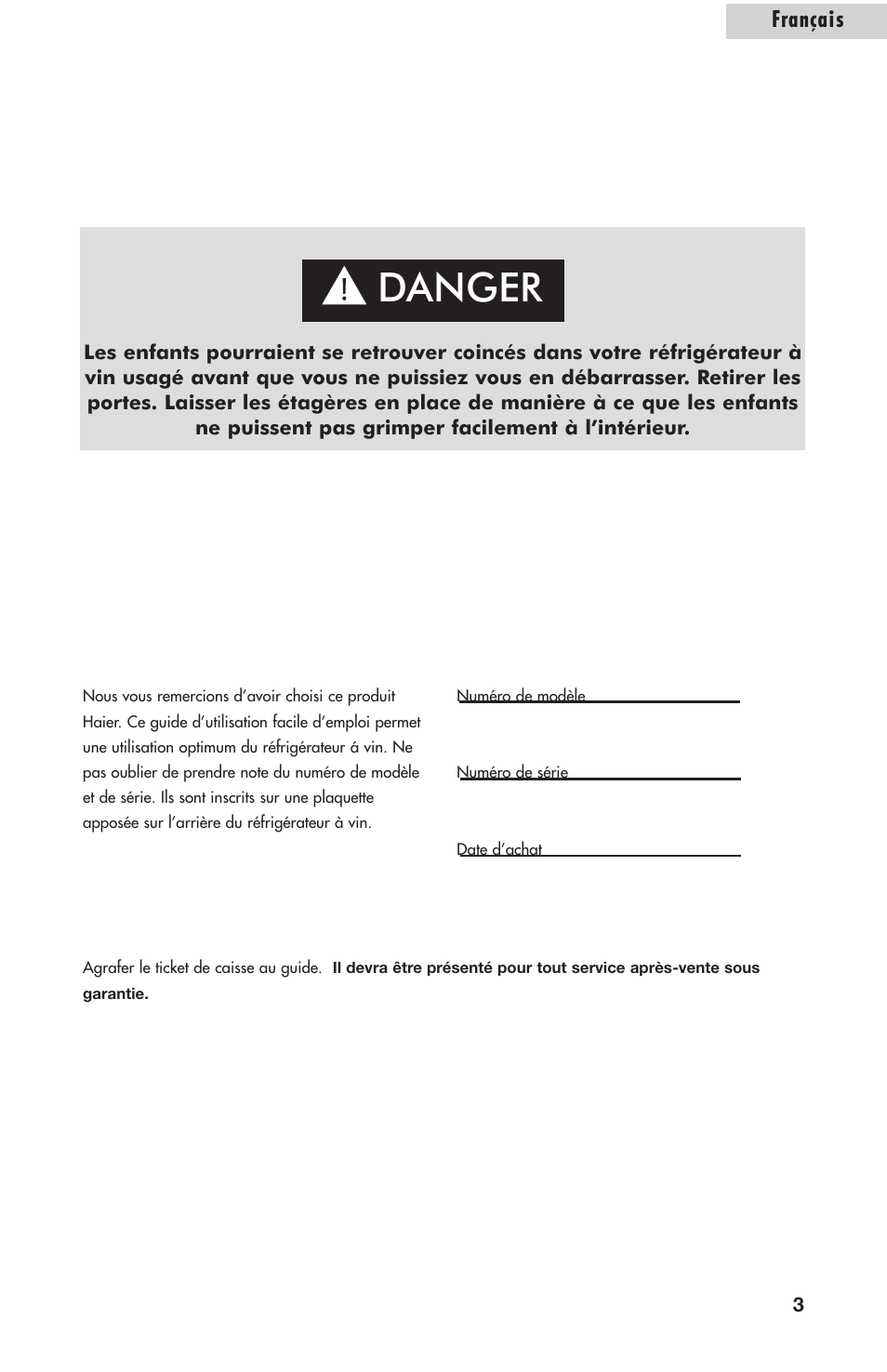 Danger | Amana AWCE50ARS User Manual | Page 18 / 44