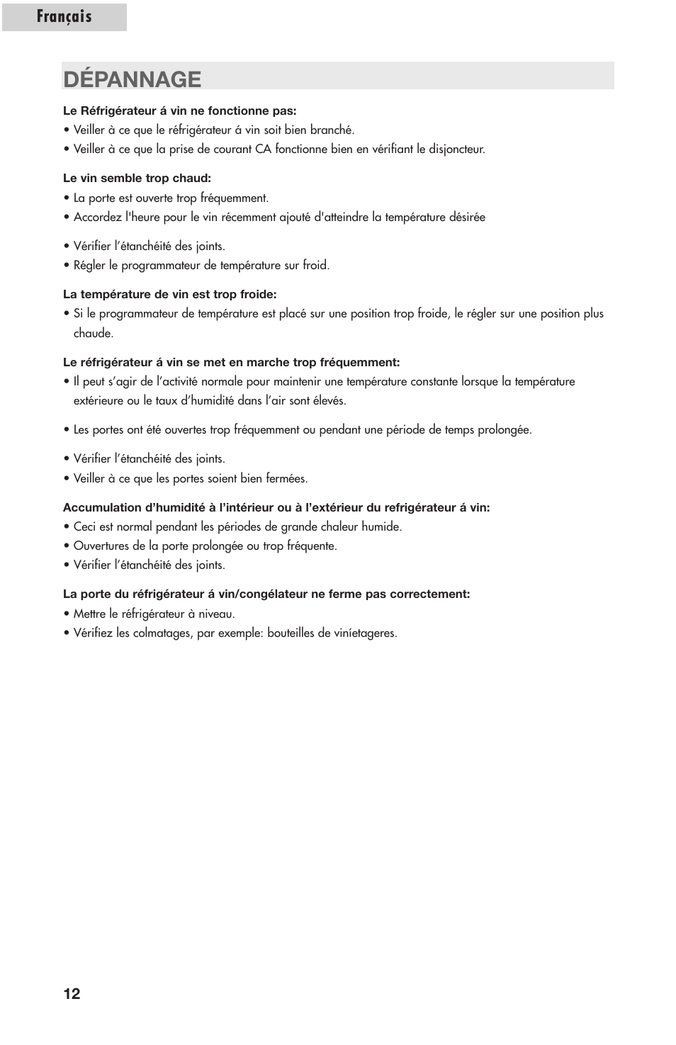 Dépannage, Français | Amana AWCE50ARS User Manual | Page 27 / 44