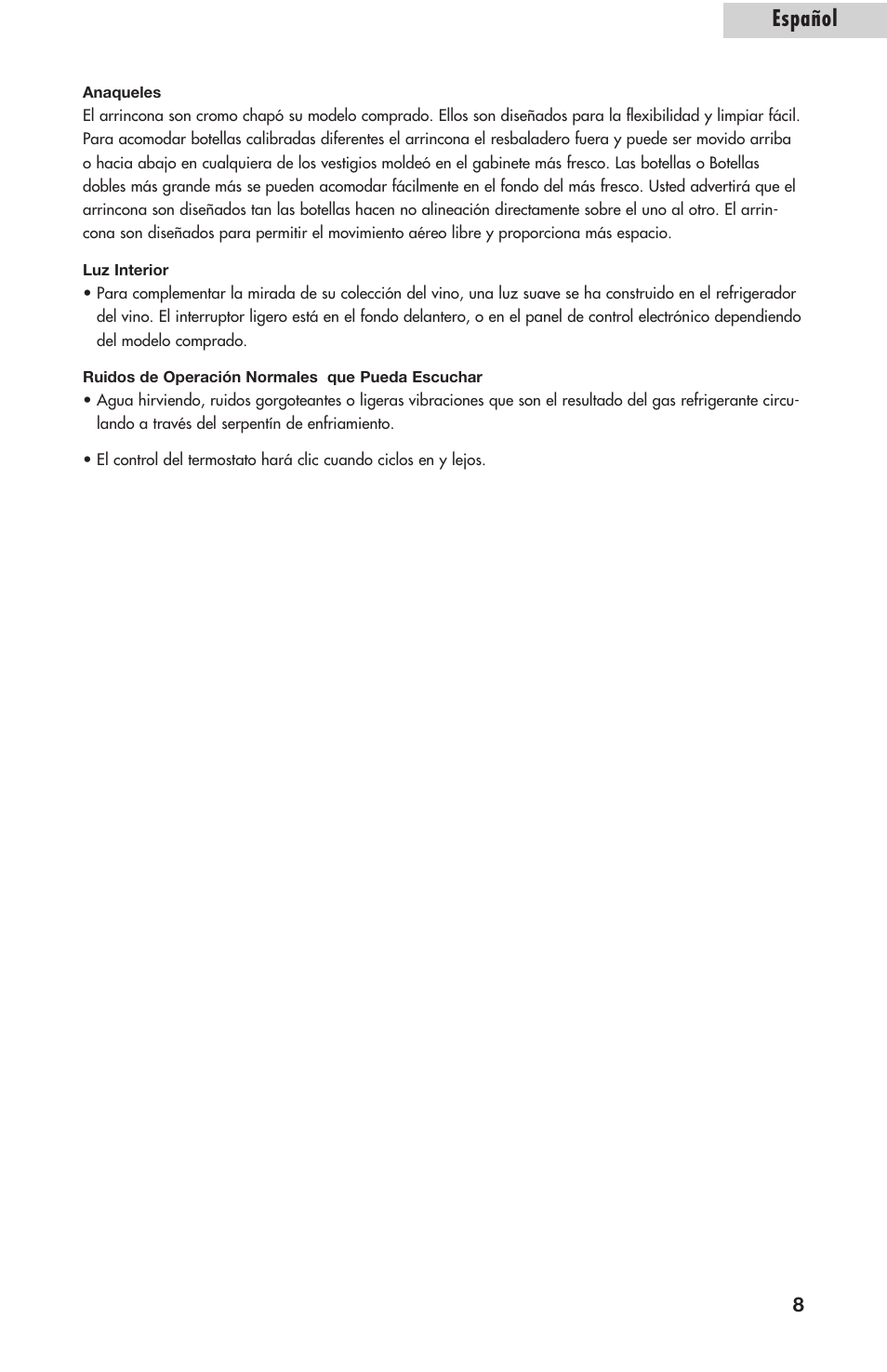Español | Amana AWCE50ARS User Manual | Page 36 / 44