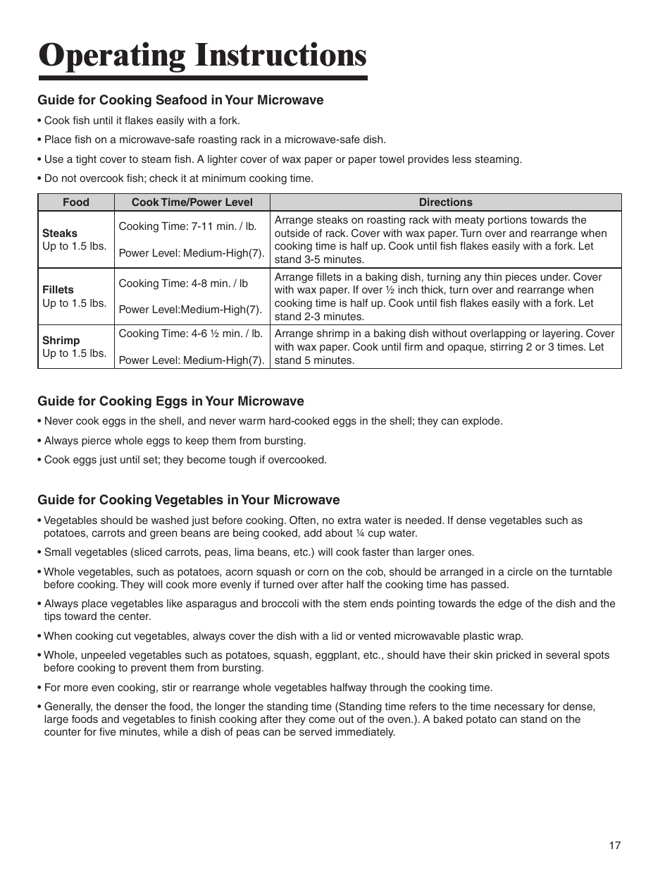Operating instructions | Amana MMV1153BA User Manual | Page 17 / 68
