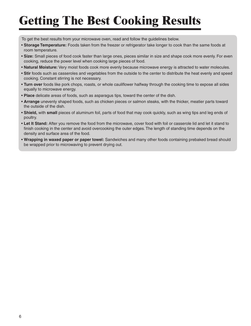 Getting the best cooking results | Amana MMV1153BA User Manual | Page 6 / 68