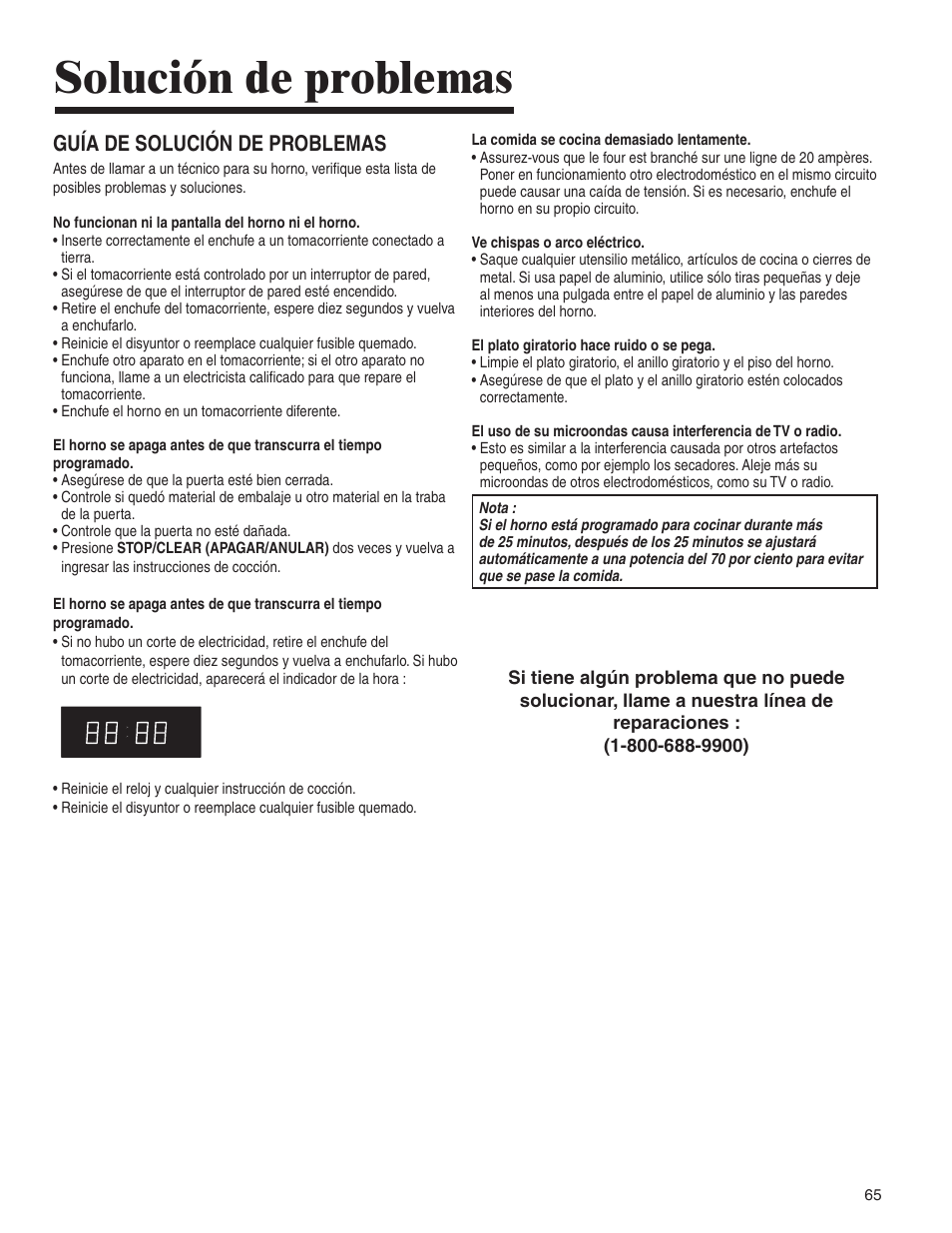 Solución de problemas, Guía de solución de problemas | Amana MMV1153BA User Manual | Page 65 / 68