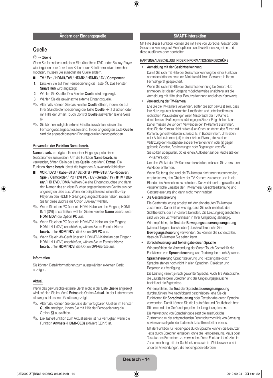 Quelle | Samsung UE46ES7000Q User Manual | Page 61 / 71