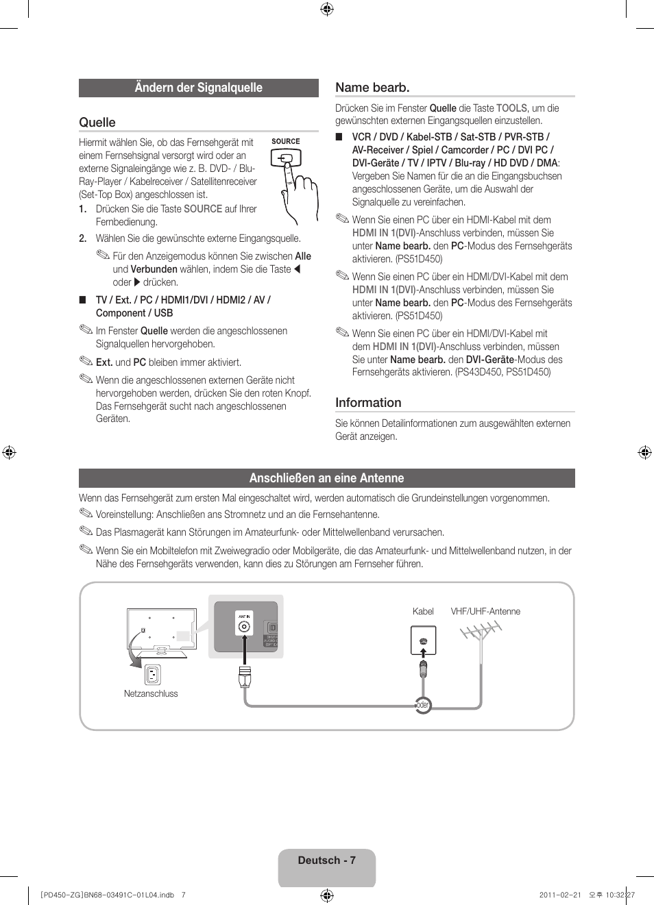 Samsung PS51D450A2W User Manual | Page 25 / 74