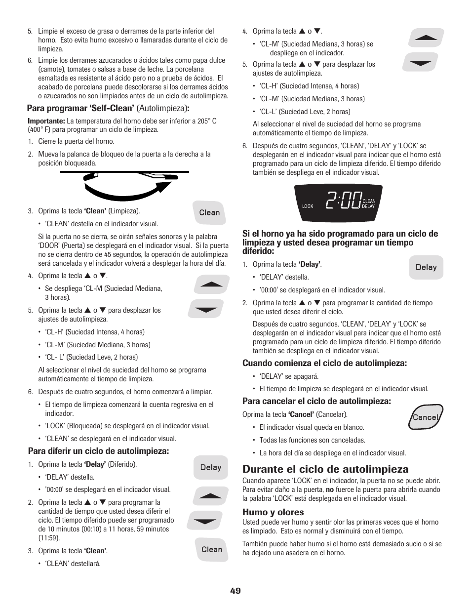 Durante el ciclo de autolimpieza | Amana Electric Range - Coil User Manual | Page 50 / 66