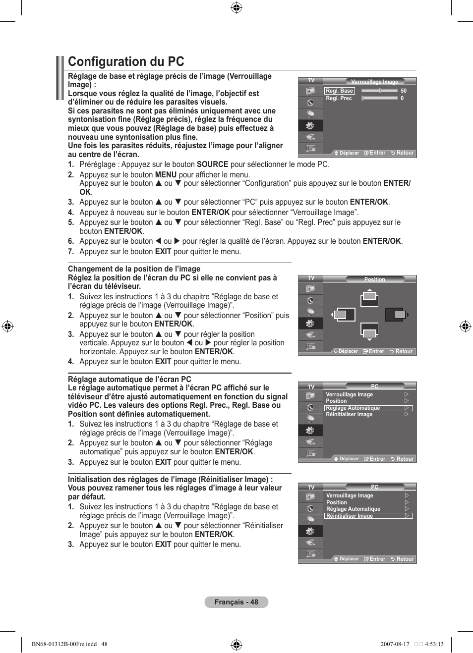 Configuration du pc | Samsung LE40F86BD User Manual | Page 114 / 516