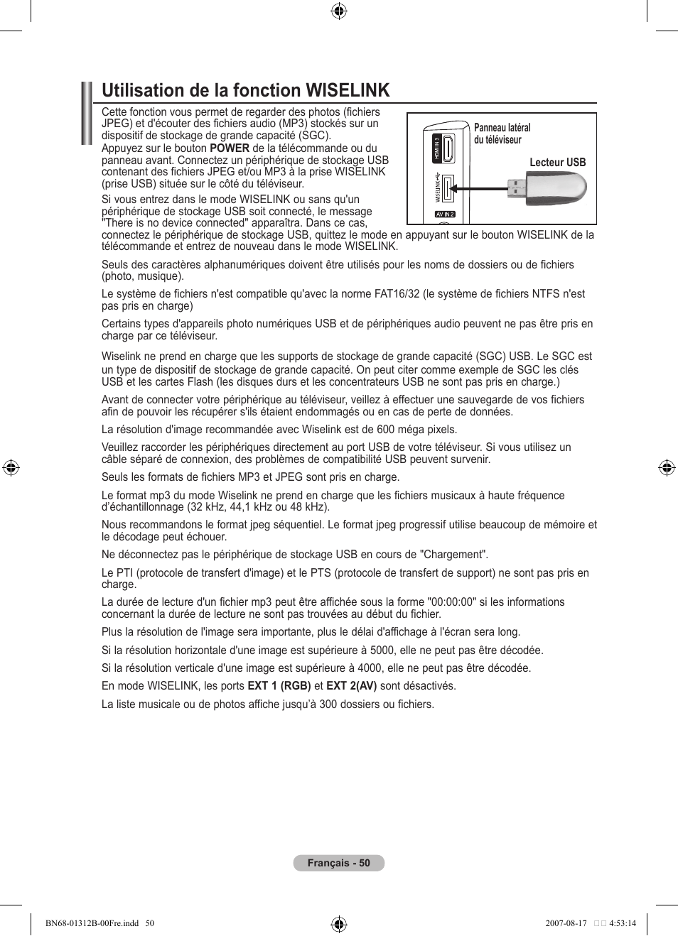 Utilisation de la fonction wiselink | Samsung LE40F86BD User Manual | Page 116 / 516
