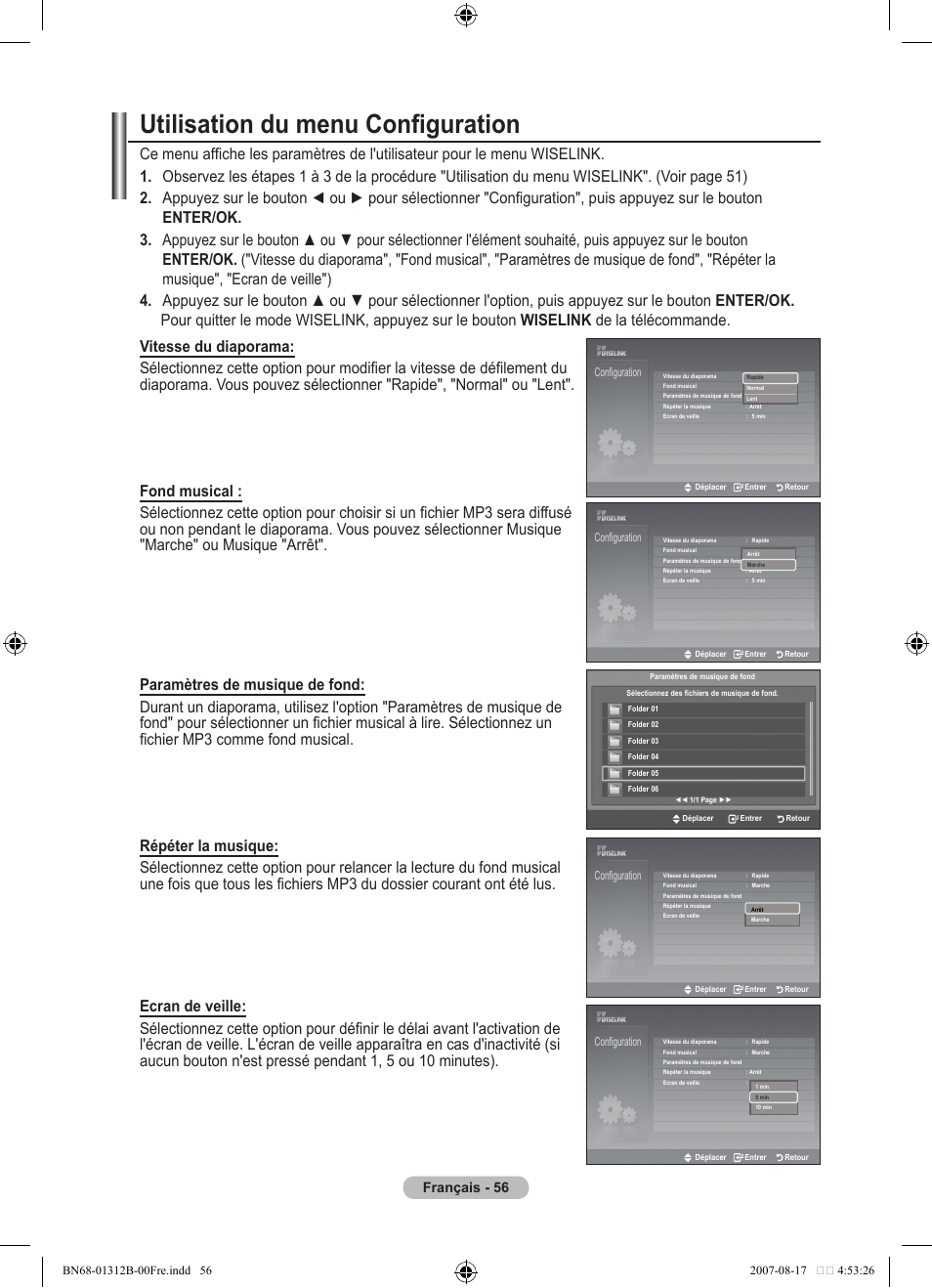 Utilisation du menu configuration, Français | Samsung LE40F86BD User Manual | Page 122 / 516
