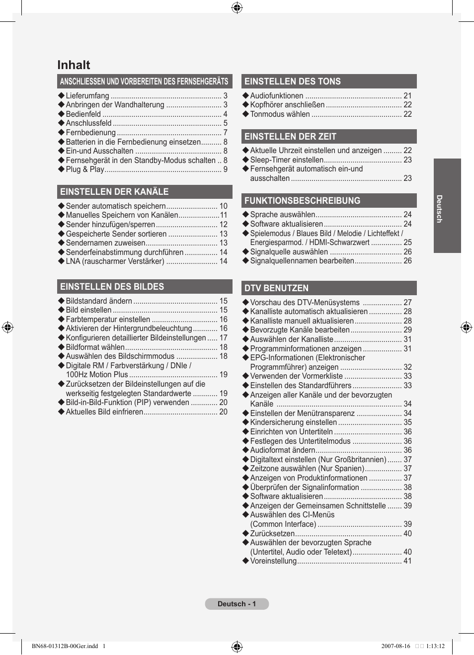 Inhalt | Samsung LE40F86BD User Manual | Page 131 / 516