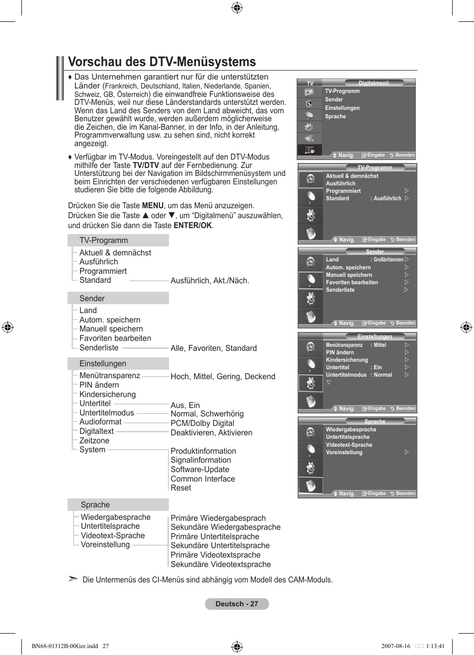 Vorschau des dtv-menüsystems | Samsung LE40F86BD User Manual | Page 157 / 516