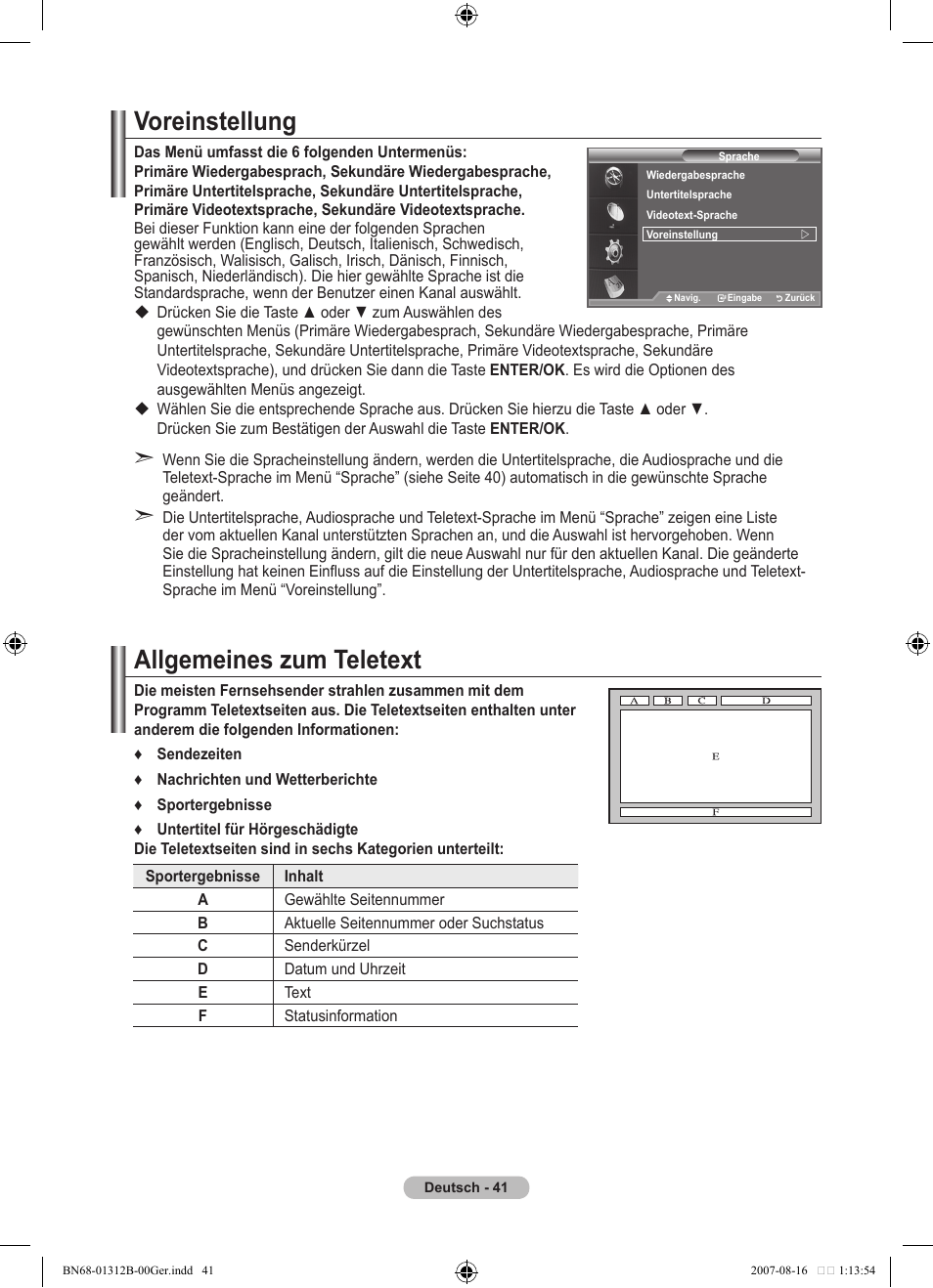 Voreinstellung, Allgemeines zum teletext | Samsung LE40F86BD User Manual | Page 171 / 516