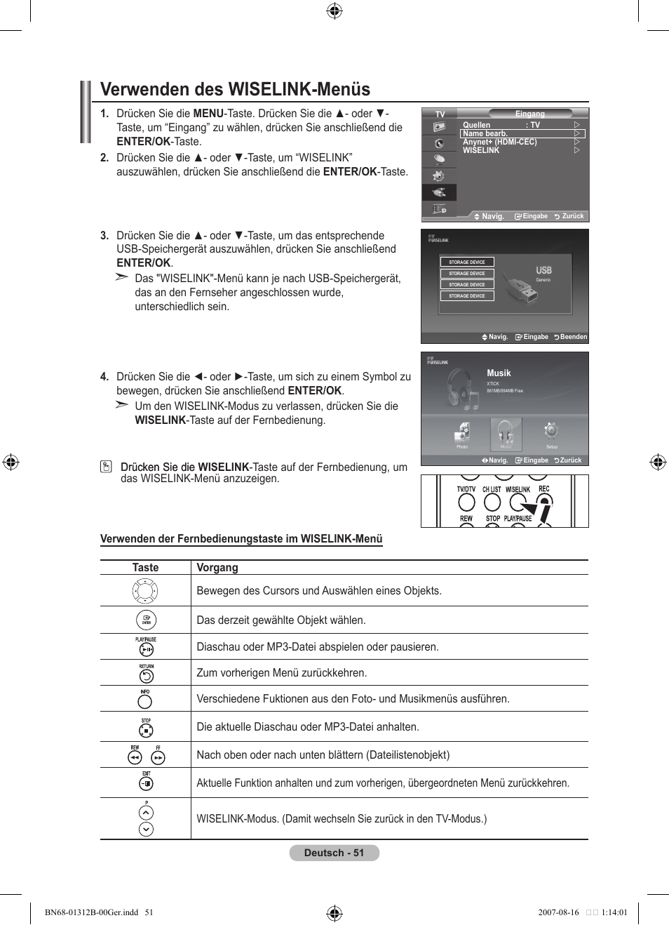 Verwenden des wiselink-menüs | Samsung LE40F86BD User Manual | Page 181 / 516