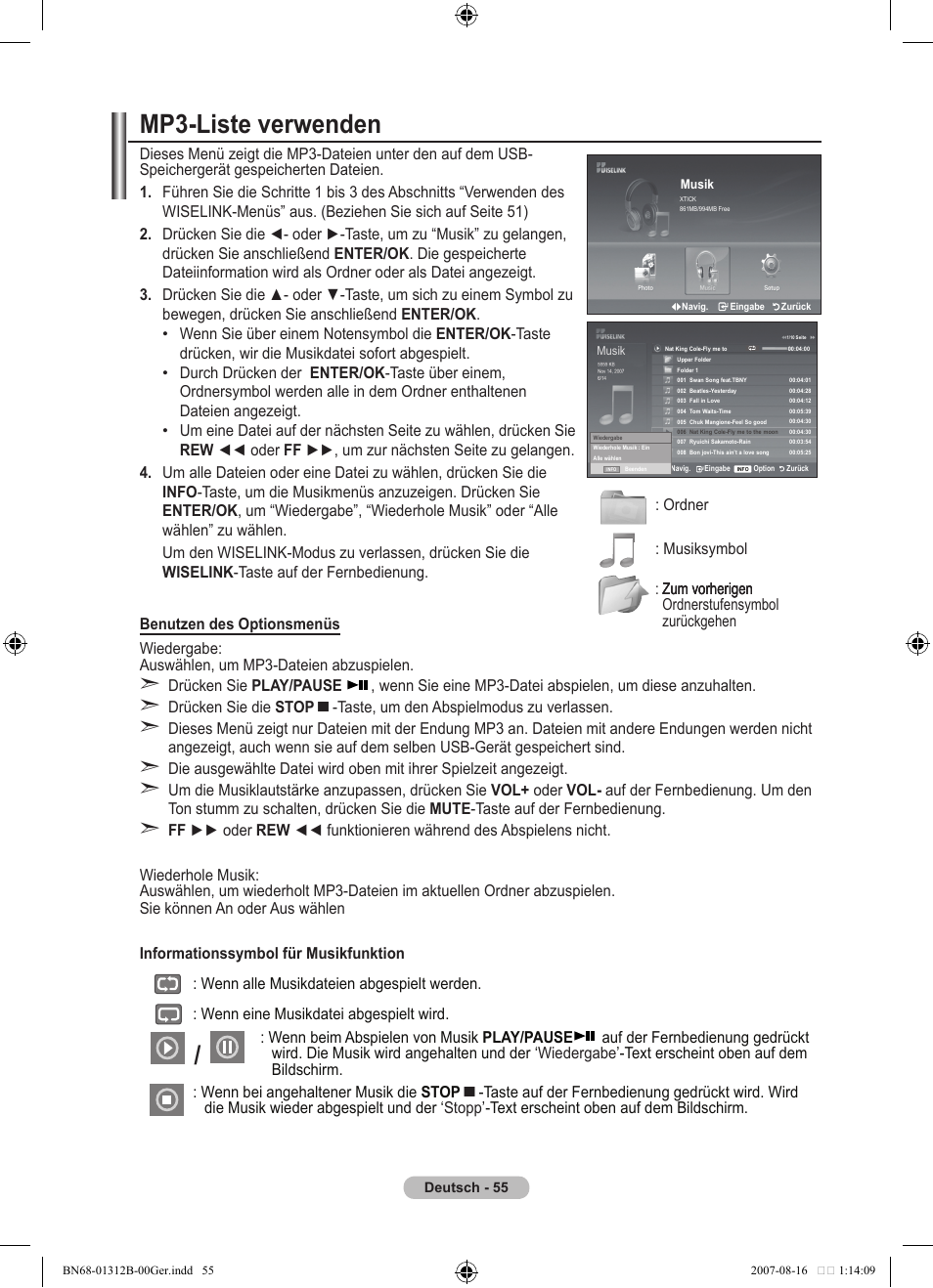 Mp-liste verwenden | Samsung LE40F86BD User Manual | Page 185 / 516