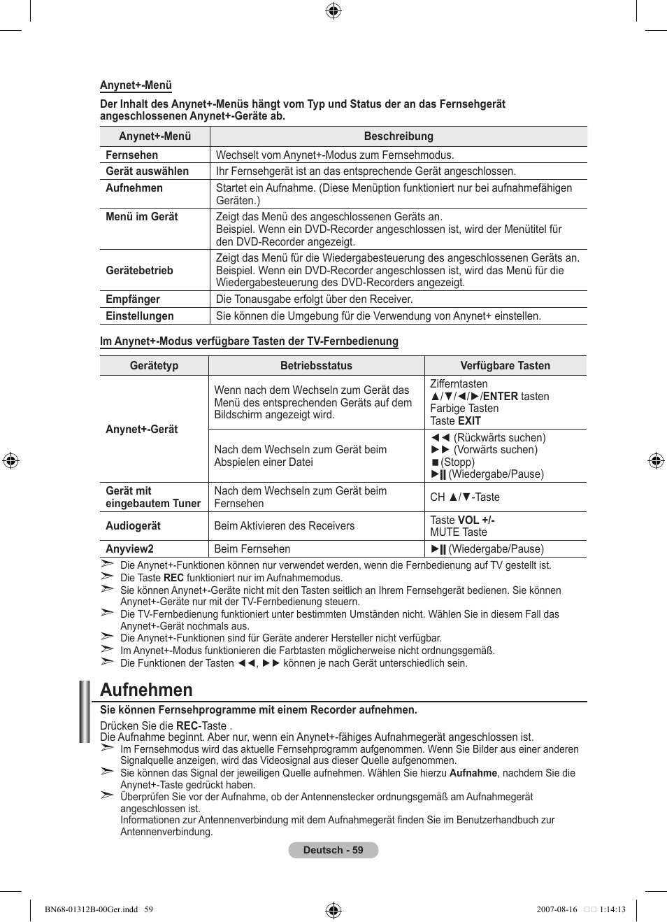 Aufnehmen | Samsung LE40F86BD User Manual | Page 189 / 516